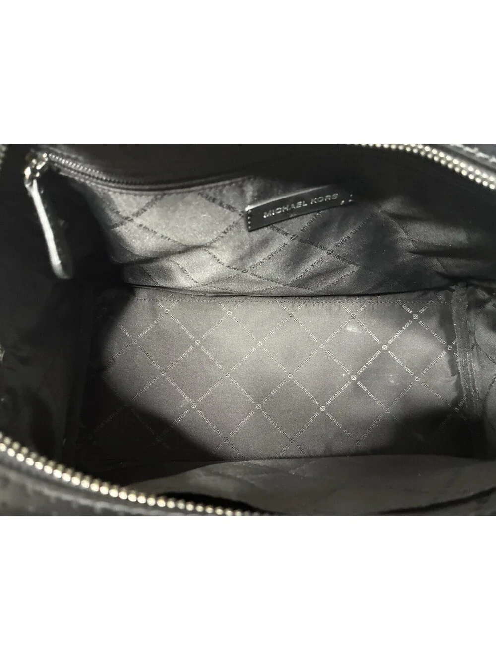 Michael Kors Hanover Black Perforated Leather Satchel Handbag Crossbody Strap